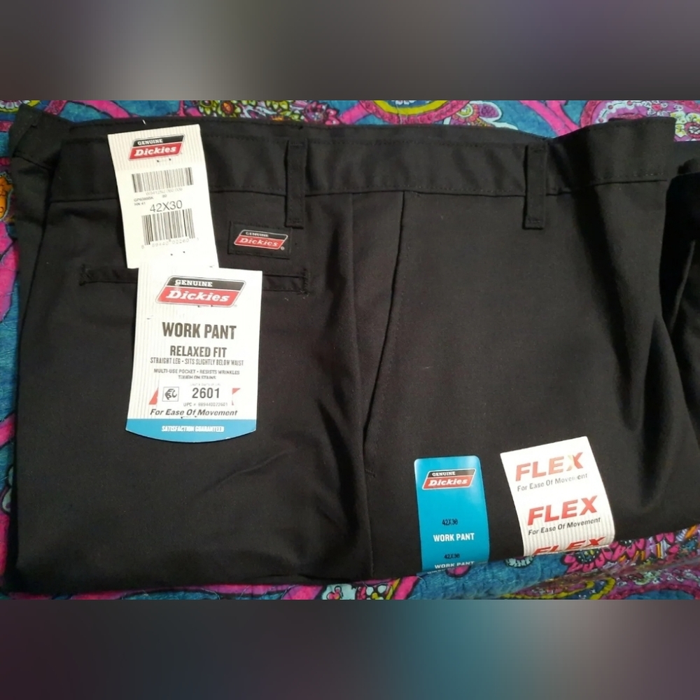 Dickies Mens Relaxed Fit Straight Leg Black Work Pants Sizes NWT Pockets